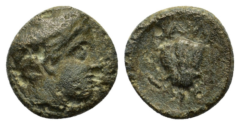 Macedon, Tragilos, c. 405-390 BC. Æ Dichalkon (15mm, 3.4g). Head of Hermes right...