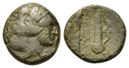 Kings of Macedon. Alexander III 'the Great' (336-323 BC). Æ unit (15,8mm, 4.2g). Uncertain Macedonian mint. Head of Herakles right, wearing lion's ski...