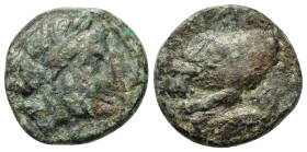 Thrace, Kardia, c. 357/346-309 BC. Æ (16mm, 2.65g). Wreathed head of Persephone r. R/ Forepart of lion l., breaking spear with jaws. HGC 3.2, 1479.