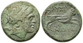 Thrace, Lysimacheia, c. 196-190 BC. Æ (22,8mm, 13.65g). Diademed head of Lysimachos r. R/ Lion leaping r. SNG Copenhagen 899-900; HGC 3.2, 1496. Rare....