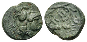 Thrace, Lysimacheia, c. 309-220 BC. Æ (11,5mm, 1g). Helmeted head of Athena r. R/ ΛY within wreath of corn. Moushmov 5518.