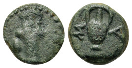 Thrace, Sestos, early 3rd century BC. Æ (9,7mm, 1.1g). Herm facing between ear of corn and kerykeion. R/ Amphora; Σ-A flanking. Von Fritze 5; HGC 3.2,...