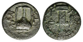 Thrace, Sestos, early 3rd century BC. Æ (10,5mm, 1.15g). Herm facing between ear of corn and kerykeion. R/ Amphora; Σ-H flanking. SNG Copenhagen 932; ...