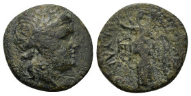 Kings of Thrace. Kavaros (230/25-218 BC.). Æ (19,4mm, 4.8g). Kabyle. Laureate head of Apollo r. R/ Nike standing l., holding palm branch and wreath; i...