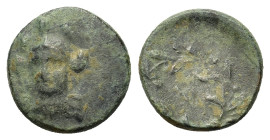 Phokis for Philip II, Federal Coinage. 351 BC and later. Æ (15mm, 2.7g). Struck under Phalaikos or later. Head of Athena facing, slightly left. R/Φ (Φ...
