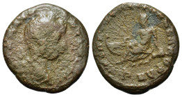 Elagabalus (218-222). Thrace, Philippopolis. Æ (17,4mm, 2.9g). Laureate and draped bust r. R/ river god reclining l., resting arm on urn from which wa...