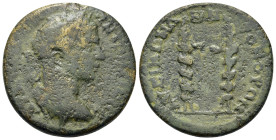 Severus Alexander (222-235). Mysia, Kyzikos. Æ (25,8mm, 10.9g). Laureate, draped and cuirassed bust r. R/ Two lighted torches around which a serpent i...