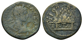 Severus Alexander (222-235). Cappadocia, Caesarea. Æ (26,3mm, 11.6g). Laureate, draped and cuirassed bust r. R/ Agalma of Mt. Argeus surmounted by sta...