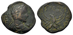 Severus Alexander (222-235). Judaea, Caesarea Maritima. Æ (20,8mm, 5.4g). Laureate and draped bust r. R/ Eagle standing facing, head upturned l., with...