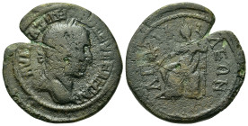 Maximinus I (235-238). Thrace, anchialus. Æ (25,6mm, 10mm). Laureate head r. R/ Demeter seated on basket, l., holding ears of corn and long torch arou...