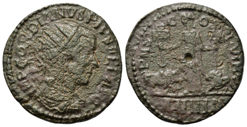 Gordian III (238-244). Moesia Superior, Viminacium. Æ (23,4mm, 6.4g). Radiate, d...