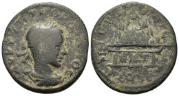 Gordian III (238-444). Cappadocia, Caesarea. Æ (25mm, 8.9g). Laureate, draped and cuirassed bust r. R/ Agalma of Mt. Argaeus on altar. Sydenham 607.
