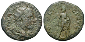 Philip I (244-249). Thrace, Deultum. Æ (21,6mm, 4.75g). Radiate and cuirassed bust of Philip I, r. R/ Asclepius standing facing, head l., holding serp...