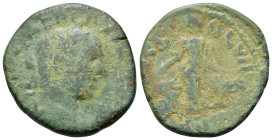 Philip I (244-249). Moesia Superior, Viminacium. Æ (24,5mm, 8g), year 5 (AD 244). Laureate, draped and cuirassed bust r. R/ Moesia standing facing, he...