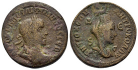 Philip I (244-249). Seleucis and Pieria. Antioch. Æ (29,3mm, 17.55g). Antiochia ad Orontem. Radiate, draped, and cuirassed bust r. R/ Turreted, draped...