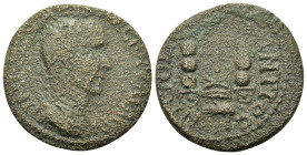 Trajan Decius (249-251). Pisidia, Antioch. Æ (23mm, 7.30g). Radiate and cuirassed bust r. R/ Legionary aquila between two military standards. RPC IX 1...