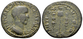 Trajan Decius (249-251). Pisidia, Antioch. Æ (25mm, 7.2g). Laureate and cuirassed bust r. R/ Vexillum with eagle between two standards with eagles upo...