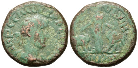 Trebonianus Gallus (251-253). Moesia Superior, Viminacium. Æ (24,8mm, 10.6g). Laureate, draped, and cuirassed bust r. R/ Moesia standing facing, head ...