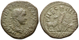 Trebonianus Gallus (251-253). Moesia superior, Viminacium. Æ (28.2mm, 14g). Laureate, draped, and cuirassed bust r.R/ Moesia standing facing, head l.,...