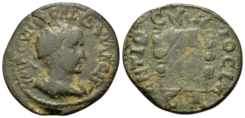 Volusian (251-253). Pisidia, Antioch. Æ (25mm, 7g). Radiate, draped and cuirasse...