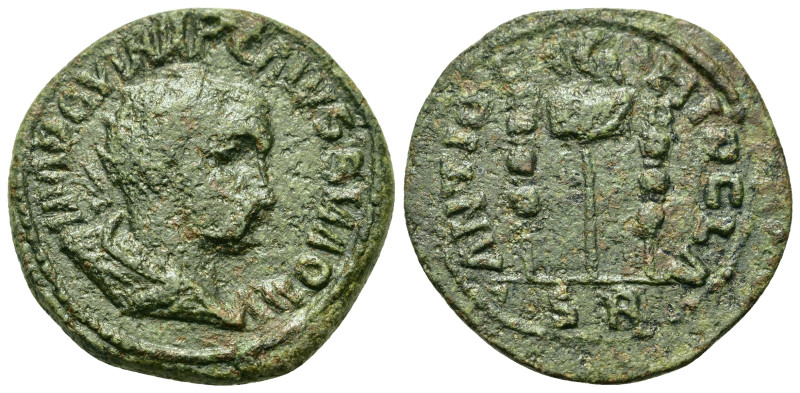 Volusian (251-253). Pisidia, Antioch. Æ (23,7mm, 7.3g). Radiate and draped bust ...