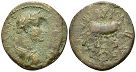 Gallienus (253-268). Mysia, Parium. Æ (28mm, 10.40g). Laureate and cuirassed bust r. R/ She-wolf standing r., suckling the twins. Cf. SNG BnF 1528-30....