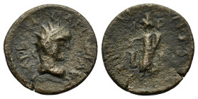 Gallienus (253-268). Pisidia, Antiochia. Æ (21,5mm, 5.8g). Radiate head right. R/ Tyche Soterios (Fortuna Redux) standing left, holding rudder and cor...