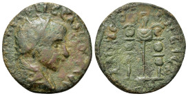 Gallienus (253-268). Pisidia, Antioch. Æ (20,1mm, 4.2g). Radiate, draped and cuirassed bust r. R/ Aquila between two signa. SNG France 1331-3.