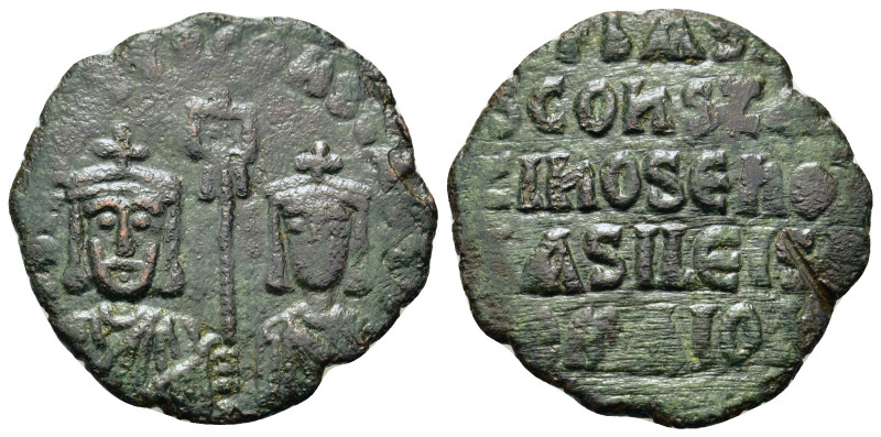 Basil I with Constantine (867-886). Æ 40 Nummi (24,1mm, 4.25g). Constantinople, ...