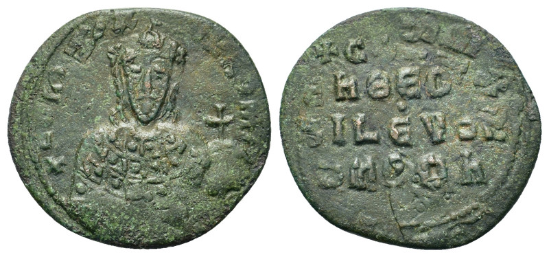 Leo VI (886-912). Æ 40 Nummi (27,4mm, 7g). Constantinople. Facing bust, wearing ...