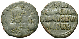 Constantine VII and Romanus I (913-959). Æ 40 Nummi (24,2mm, 6.5g). Constantinople, 931-944. Crowned facing half-length figure of Romanus, holding lab...