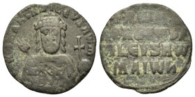 Constantine VII Porphyrogenitus, with Romanus I and Christopher (913-959). Æ Follis (23,5mm, 4.4g). Faced bust of Romanus I with beard, wearing crown ...