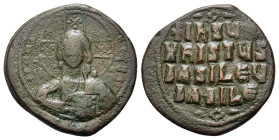 Anonymous, time of Basil II and Constantine VIII (976-1025). Æ 40 Nummi (29mm, 10.7g). Facing bust of Christ Pantocrator. R/ Legend in four lines, flo...