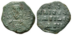 Anonymous, time of Basil II and Constantine VIII (976-1025). Æ 40 Nummi (23,8mm, 7.7g). Facing bust of Christ Pantocrator. R/ Legend in four lines, fl...