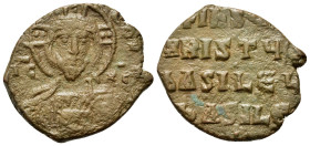Anonymous, time of Basil II and Constantine VIII (976-1025). Æ 40 Nummi (22,7mm, 4.4g). Facing bust of Christ Pantocrator. R/ Legend in four lines, fl...
