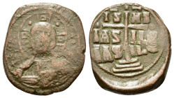 Anonymous, time of Romanus III (1028-1034). Æ 40 Nummi (25,8mm, 11.6g). Constantinople. Bust of Christ facing, holding Gospels. R/ Legend in three lin...