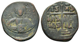 Anonymous, time of Romanus III (1028-1034). Æ 40 Nummi (26mm, 9.3g). Constantinople. Bust of Christ facing, holding Gospels. R/ Legend in three lines,...