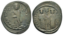 Constantine X and Eudocia (1059-1067). Æ 40 Nummi (26,8mm, 7.4g). Constantinople. Christ standing facing on footstool. R/ Constantine and Eudocia stan...