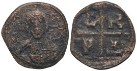 Romanus IV (1068-1071). Æ 40 Nummi (26mm, 6,1g). Constantinople. Nimbate facing bust of Christ, holding Gospels and raising hand in benediction. R/ C ...