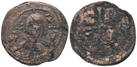 Romanus IV (1068-1071). Æ 40 Nummi (27mm, 8,3g). Constantinople. Nimbate facing bust of Christ, holding Gospels and raising hand in benediction. R/ C ...
