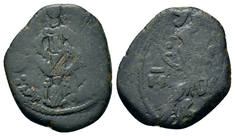 John II ? (1118-1143). Overstruck Æ Half Tetarteron (17mm, 1.60g). Thessalonica....