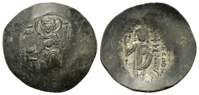 Manuel I (1143-1180). Æ Trachy (30mm, 3.7g). Constantinople. Virgin enthroned facing, holding nimbate head of Christ. R/ Manuel standing facing, holdi...