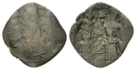 Manuel I Comnenus (1143-1180). Æ Trachy (20,8mm, 1.15g). Constantinople. Christ enthroned to front. R/ Emperor and Virgin standing to front. Sear 1966...