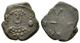 Manuel I (1143-1180). Æ Half Tetarteron (13,5mm, 1.5g). Uncertain Greek mint. Crowned facing bust of Michael, holding labarum and globus cruciger. R/ ...