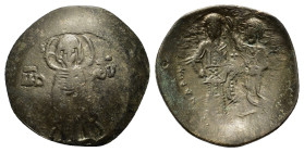 Andronicus I (1183-1185). Æ Trachy (22,8mm, 2.2g). Constantinople. The Virgin Mary standing facing, holding bust of infant Christ. R/ Standing facing ...