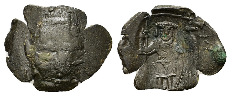 Latin Rulers of Constantinople, 1204-1261. Æ Trachy (19.5mm, 1.20g). [Facing bus...
