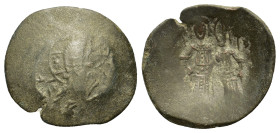 Empire of Thessalonica. Manuel, Comnenus-Ducas (1230-1237). Billon Trachy (25,5mm, 4g). Thessalonica mint. Nimbate bust of Christ facing, holding scro...