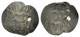 Michael VIII Palaeologus (1261-1282). Æ Trachy (20.5mm, 1.45g). Constantinople. St. Michael the Archangel standing facing, holding sword and resting h...