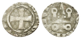 Crusaders. Athens. Guido II de la Roche (1287-1308). BI Denaro tornese (14,1mm, 0.4g). Castle. R/ Cross. Metcalf 1056