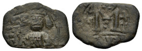 Arab-Byzantine, Umayyad Caliphate. Pseudo-Byzantine type, imitating the types of Constans II, 640-650 AD. Æ , Fals. 5 g. 25 mm. Uncertain mint.